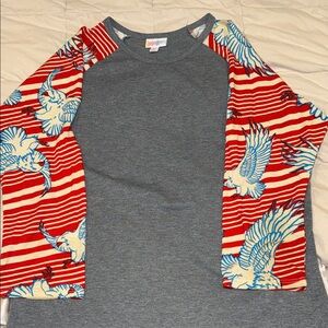 LuLaRoe Baseball style Quarter Sleeve Eagle